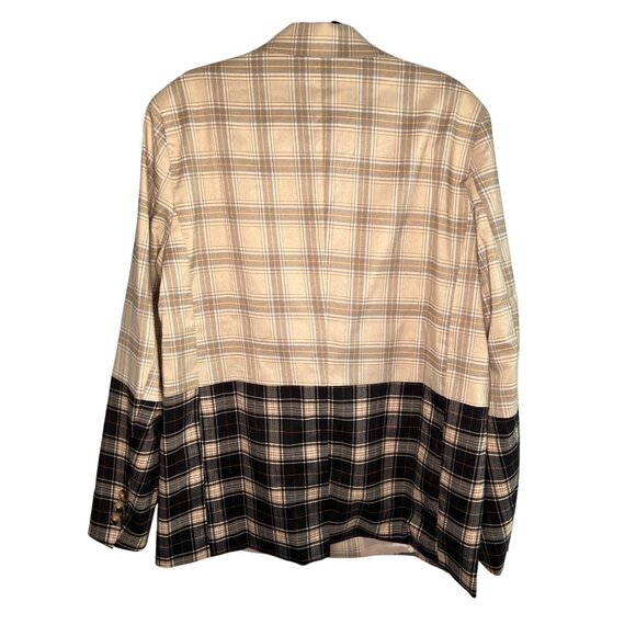 Reclaimed Vintage Two-Tone Beige & Black Plaid Blazer Jacket Unisex Size 42 - Picture 2 of 10